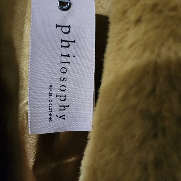 Philosophy faux fur light green/gold jacket size M teddy jacket - Picture 3 of 9
